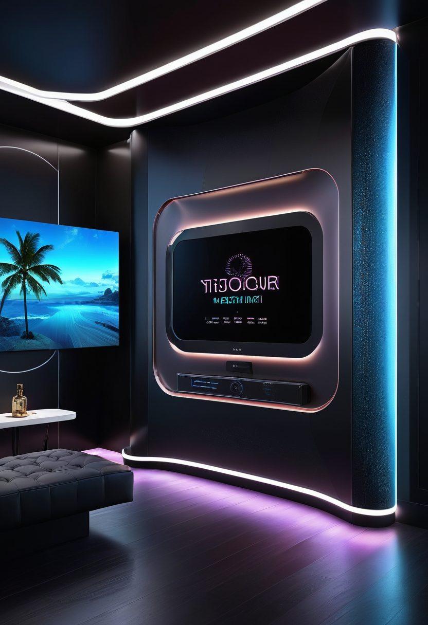 A sleek, futuristic setting with a high-end adult entertainment hosting interface displayed on an ultra-modern holographic screen. Elegant, minimalist design elements like smooth curves and ambient lighting emphasize luxury and sophistication. Include symbols representing security and user privacy. super-realistic. vibrant colors. high-tech aesthetic.